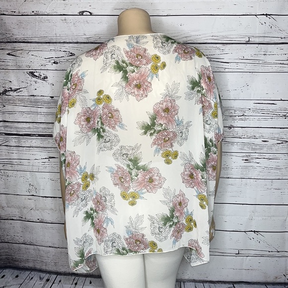 Simplicity by Azul Size 2X Floral Open Front Oversized Kimono Cardigan Cover-Up - Picture 4 of 6